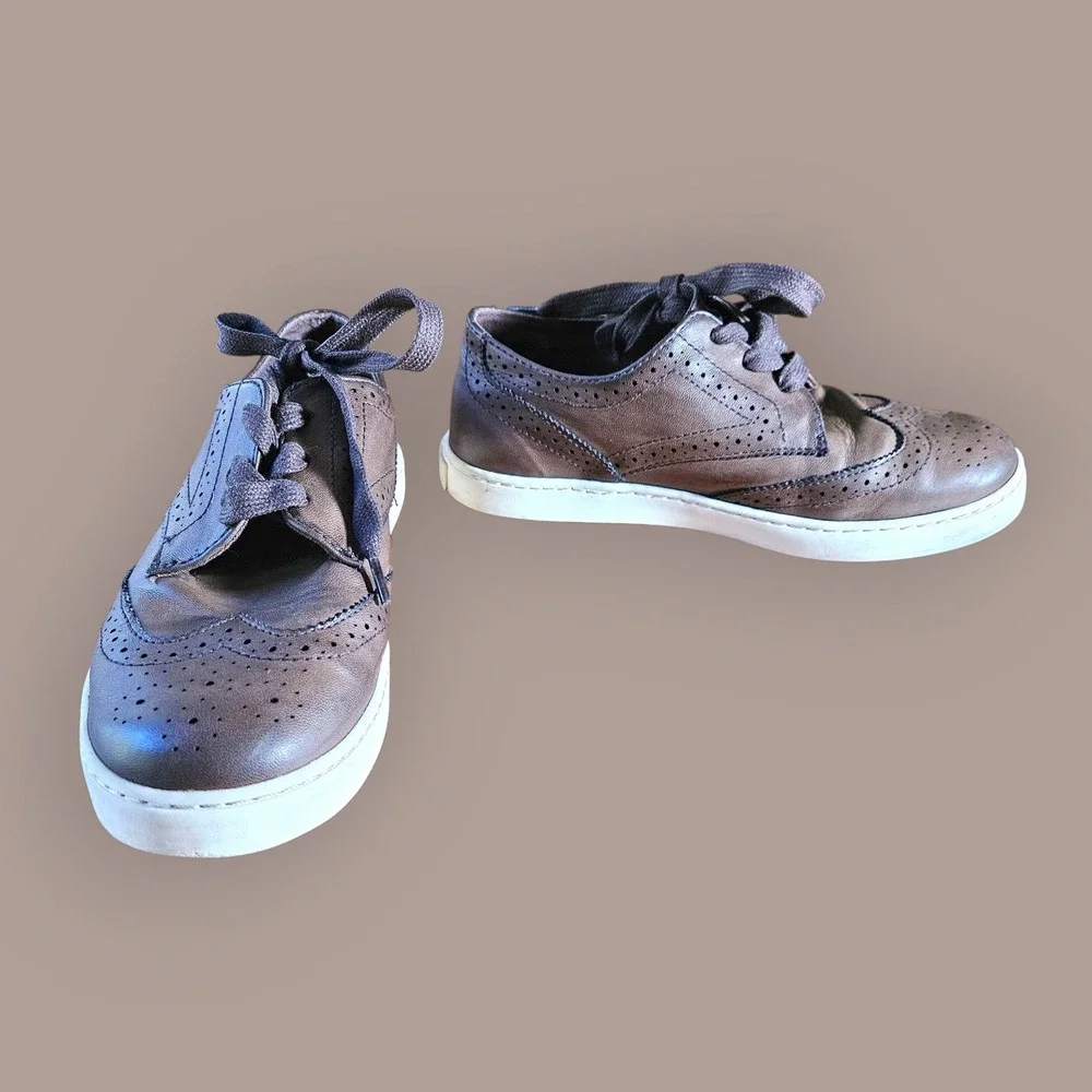 Polo Ralph Lauren Alek Oxford Sneakers Kids Brown Leather Brogue‎ Shoes Size 3